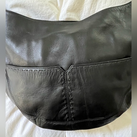 Sigrid Olsen Black Leather Crossbody with antiqued Brass Hardware Medium sized